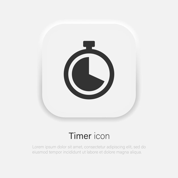 Icono de vector de reloj Temporizador o cronómetro símbolo negro en estilo neumorfismo Vector EPS 10