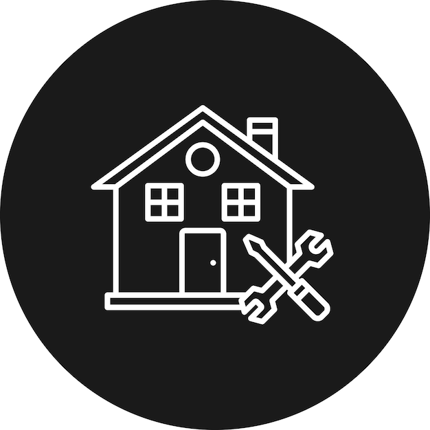 El icono del vector de reparación de la casa se puede usar para el conjunto de iconos de bienes raíces