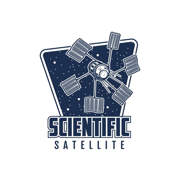 Icono de vector retro de satélite espacial científico