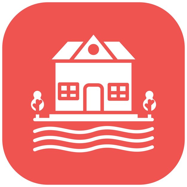 El icono del vector del río de la casa se puede usar para el conjunto de iconos del tipo de casas