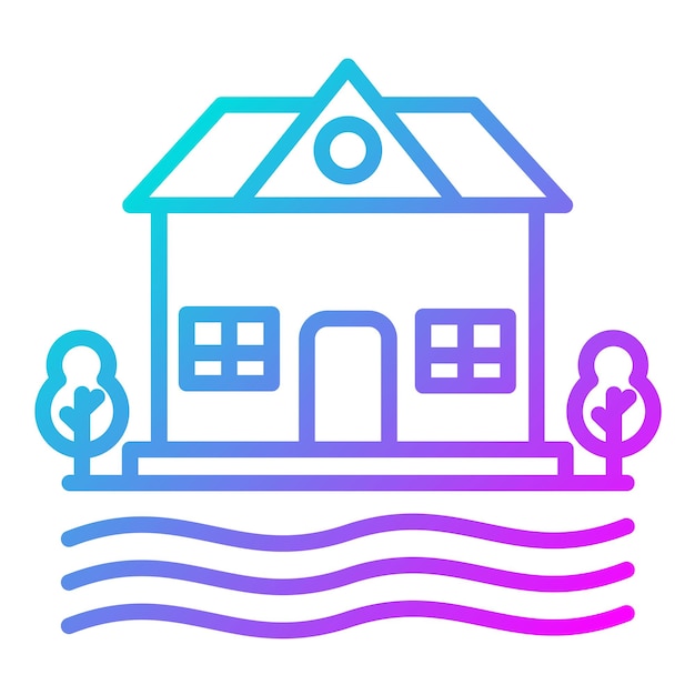 El icono del vector del río de la casa se puede usar para el conjunto de iconos del tipo de casas