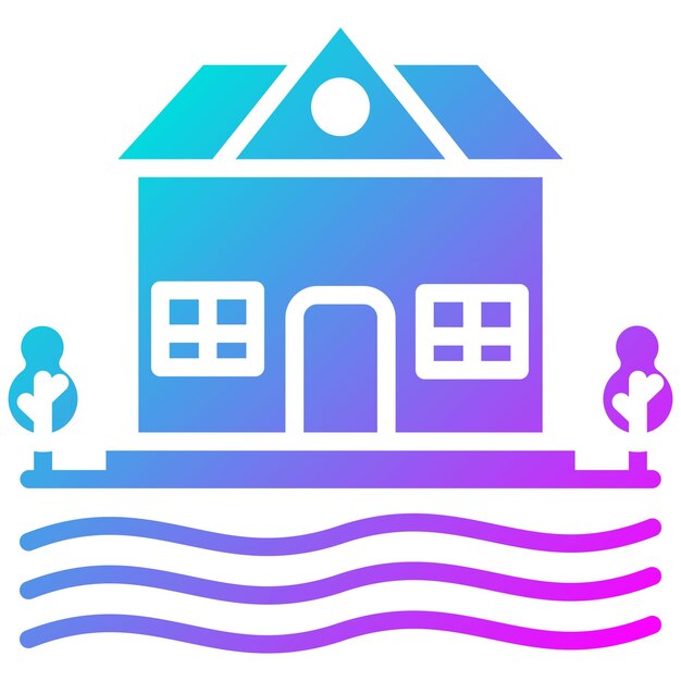 El icono del vector del río de la casa se puede usar para el conjunto de iconos del tipo de casas