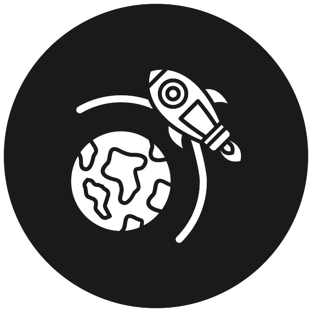El icono del vector Rocket Earth se puede usar para el conjunto de iconos de Tecnología Espacial