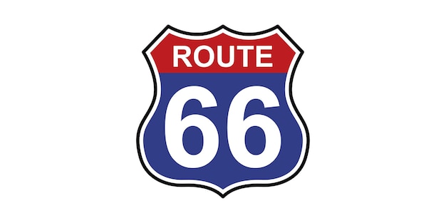 Icono de vector de ruta 66 sobre fondo blanco. Señal de carretera americana 66. Vector 10 EPS.