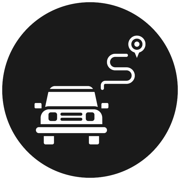 El icono del vector de ruta de conducción se puede utilizar para el conjunto de iconos de mapa y navegación