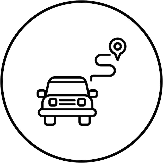El icono del vector de ruta de conducción se puede utilizar para el conjunto de iconos de mapa y navegación