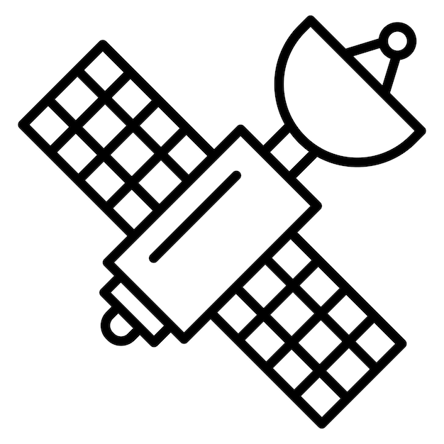 El icono del vector de satélite se puede utilizar para el conjunto de iconos de comunicación y medios