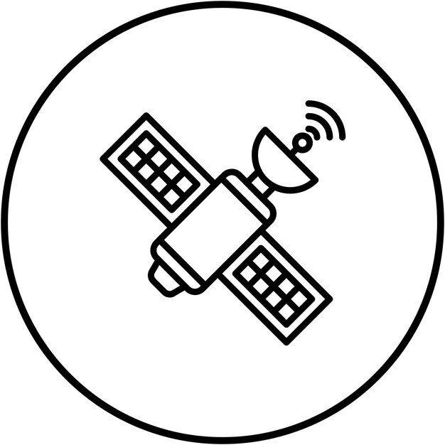 El icono del vector de satélite se puede utilizar para el conjunto de iconos de física