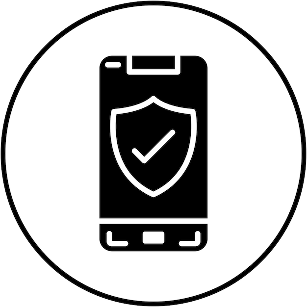 El icono del vector de seguridad móvil se puede utilizar para el conjunto de iconos de aplicaciones móviles