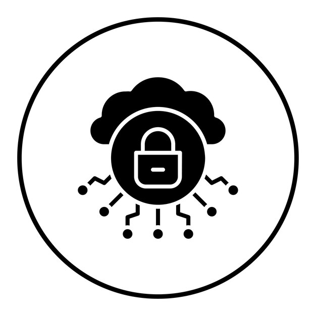 El icono del vector de seguridad de la nube se puede utilizar para el conjunto de iconos de alojamiento web