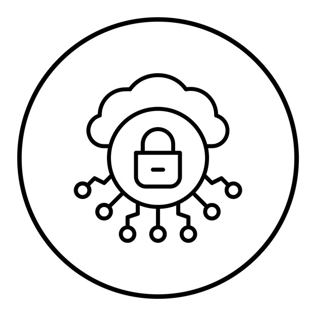 El icono del vector de seguridad de la nube se puede utilizar para el conjunto de iconos de alojamiento web