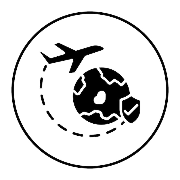 El icono del vector de seguro de viaje se puede utilizar para el conjunto de iconos de planificación de vacaciones
