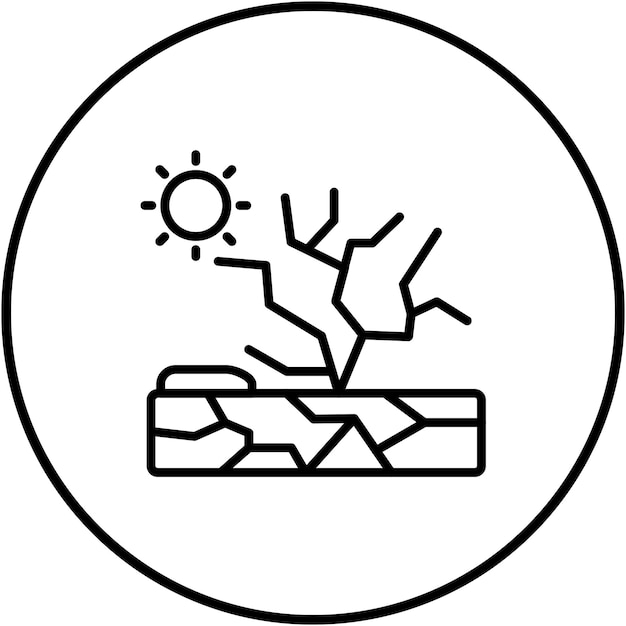 El icono del vector de la sequía se puede usar para el conjunto de iconos de desastres naturales