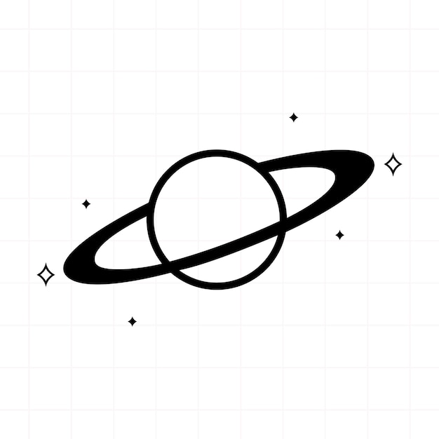 Icono de vector de silueta de Saturno aislado sobre fondo blanco