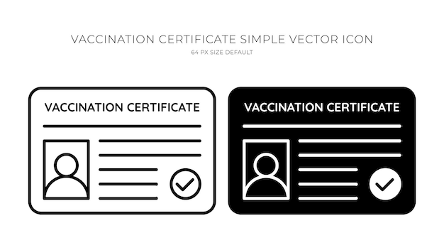 Icono de Vector simple de certificado de vacunación