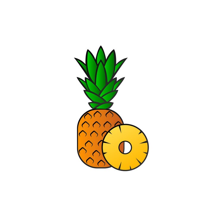Vector icono de vector simple de logotipo de fruta de piña dulce natural