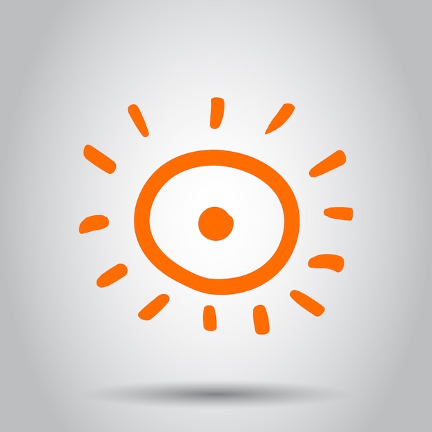 Icono de vector de sol dibujado a mano Ilustración de doodle de boceto de sol Concepto de sol dibujado a mano