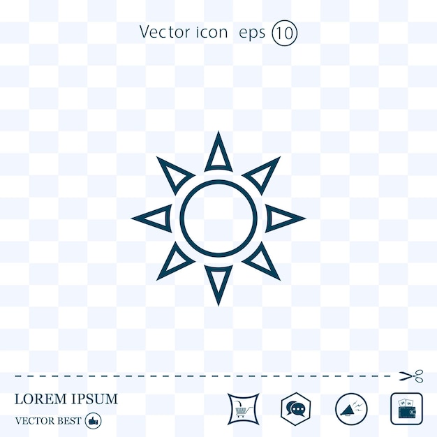 Icono de vector de sol en el fondo