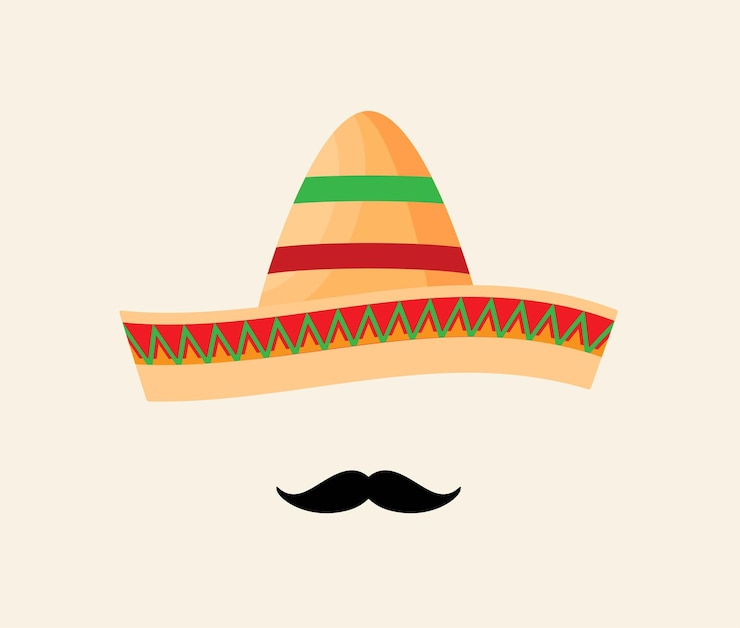 Vector icono de vector de sombrero mexicano plano