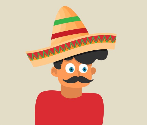 Vector icono de vector de sombrero mexicano plano