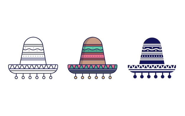 Icono de vector de sombrero mexicano
