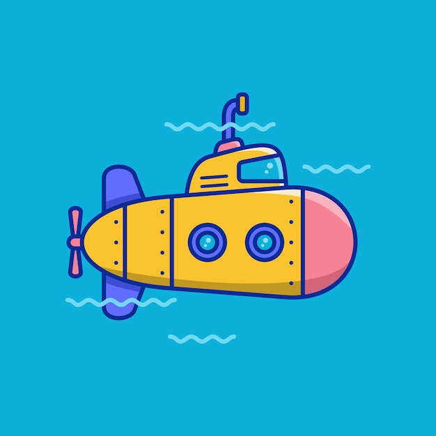 Vector icono de vector submarino en estilo de dibujos animados