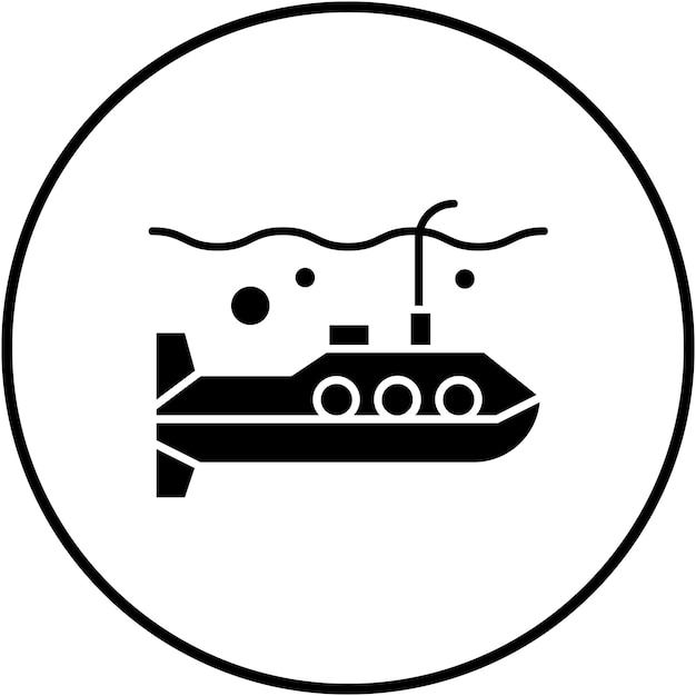 El icono del vector submarino se puede utilizar para el conjunto de iconos de energía nuclear