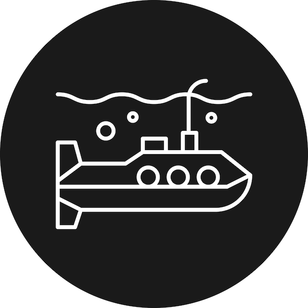 El icono del vector submarino se puede utilizar para el conjunto de iconos de energía nuclear