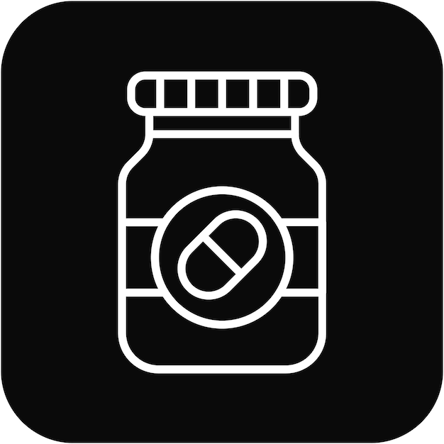 El icono del vector de suplementos se puede utilizar para el conjunto de iconos de nutrición