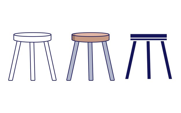 Icono de vector de taburete de contorno