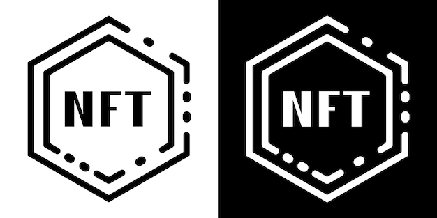 Icono de vector de tecnología NFT Letras sobre fondo blanco y negro