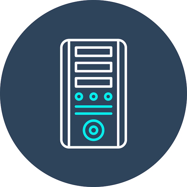 El icono del vector de la torre de la computadora se puede utilizar para el conjunto de iconos de tecnología