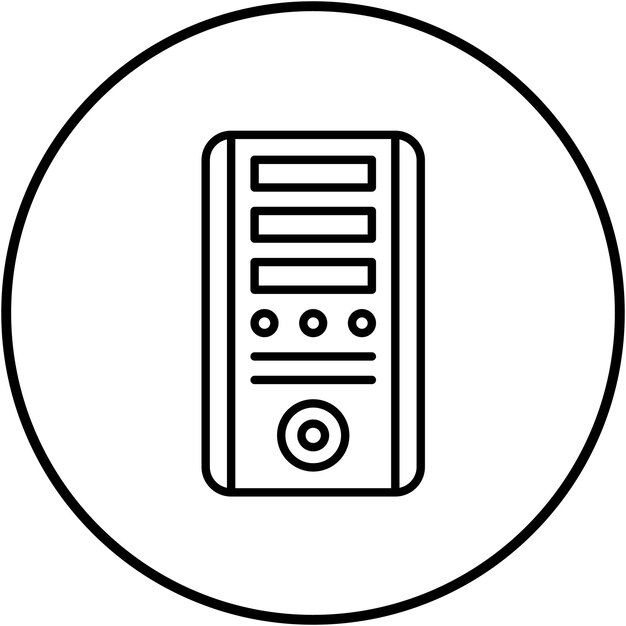 El icono del vector de la torre de la computadora se puede utilizar para el conjunto de iconos de tecnología