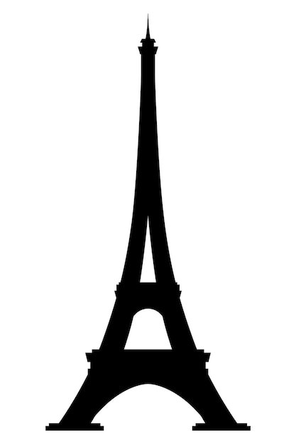 Icono de vector de la Torre Eiffel mundialmente famoso símbolo de atracción turística de Francia monumento arquitectónico internacional aislado sobre fondo blanco