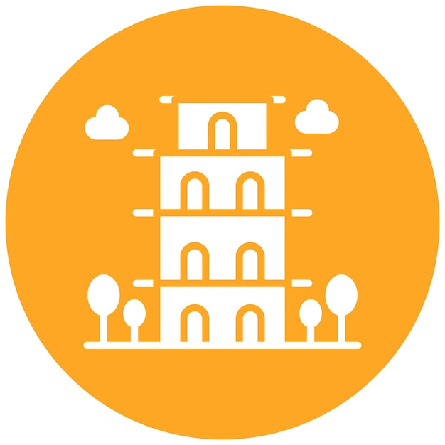 El icono del vector de la torre inclinada se puede usar para el conjunto de iconos de Italia
