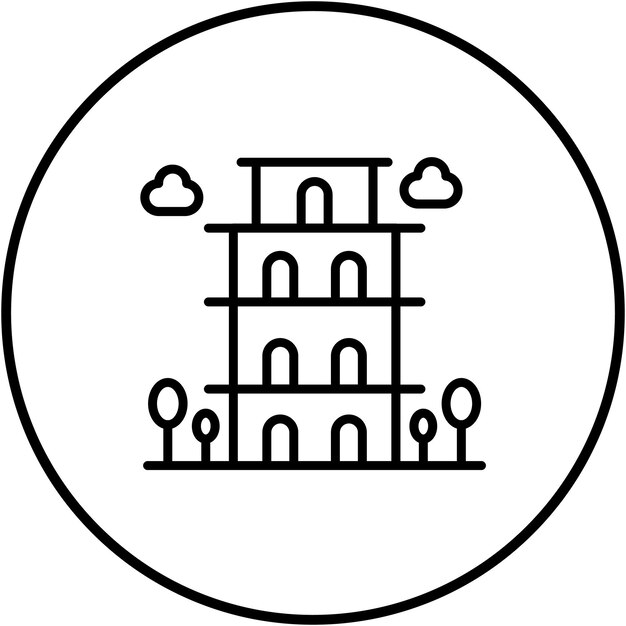 El icono del vector de la torre inclinada se puede usar para el conjunto de iconos de Italia