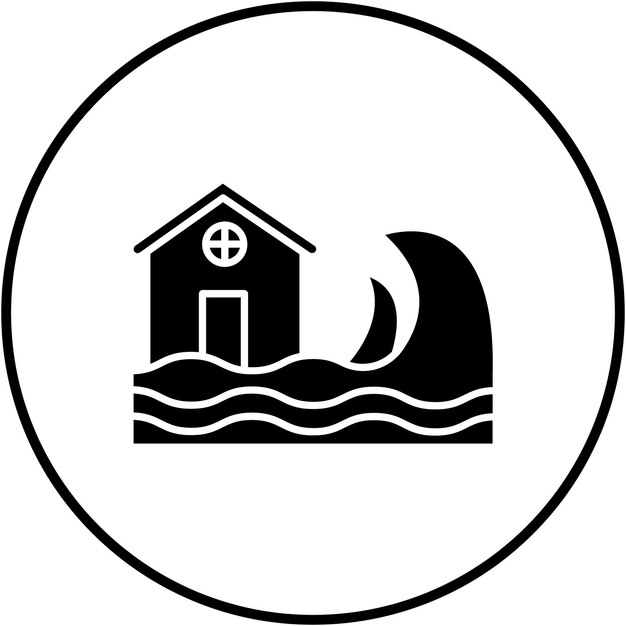El icono del vector del tsunami se puede usar para el conjunto de iconos de desastres naturales