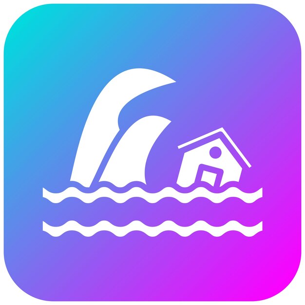 El icono del vector del tsunami se puede usar para el conjunto de iconos de desastres naturales