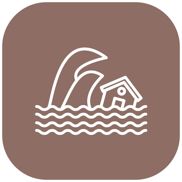 El icono del vector del tsunami se puede usar para el conjunto de iconos de desastres naturales