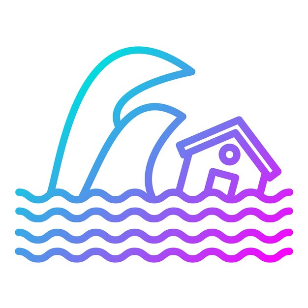 El icono del vector del tsunami se puede usar para el conjunto de iconos de desastres naturales