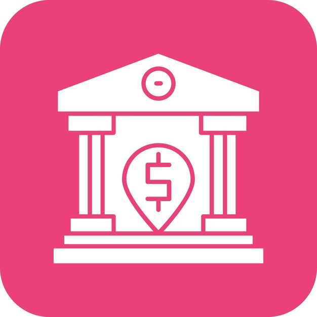 El icono del vector de ubicación del banco se puede utilizar para el conjunto de iconos de banca y finanzas