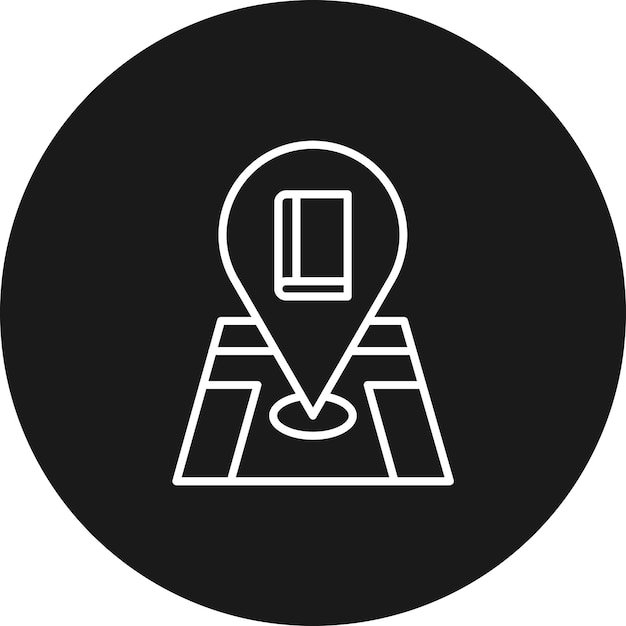 El icono del vector de ubicación de la biblioteca se puede utilizar para el conjunto de iconos de la biblioteca