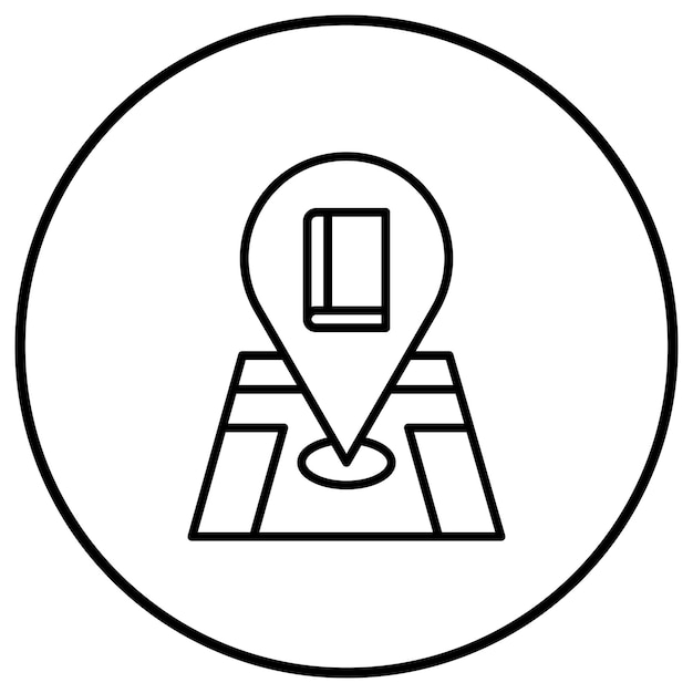 El icono del vector de ubicación de la biblioteca se puede utilizar para el conjunto de iconos de la biblioteca