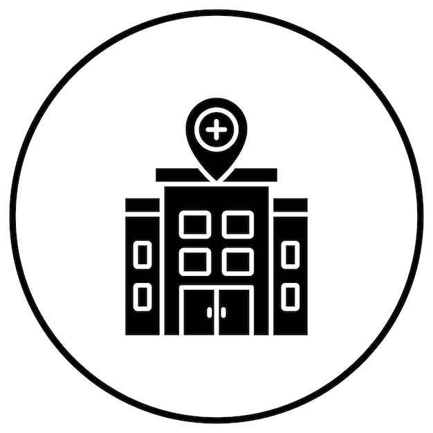 El icono del vector de ubicación del hospital se puede utilizar para el conjunto de iconos de la farmacia