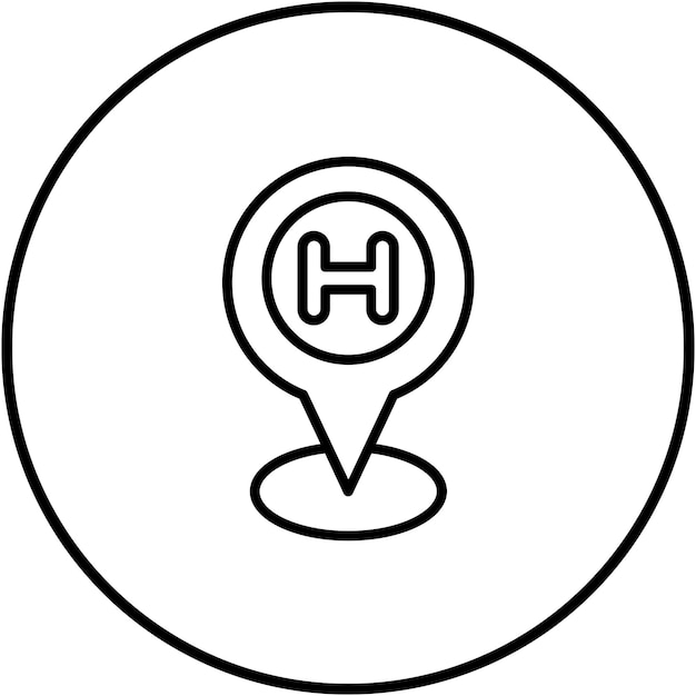 El icono del vector de ubicación del hospital se puede utilizar para el conjunto de iconos de servicios de emergencia
