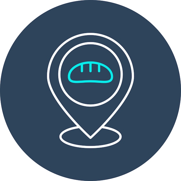 El icono del vector de ubicación de la panadería se puede utilizar para el conjunto de iconos de la panedería