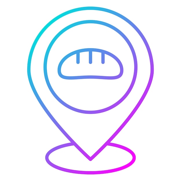 El icono del vector de ubicación de la panadería se puede utilizar para el conjunto de iconos de la panedería
