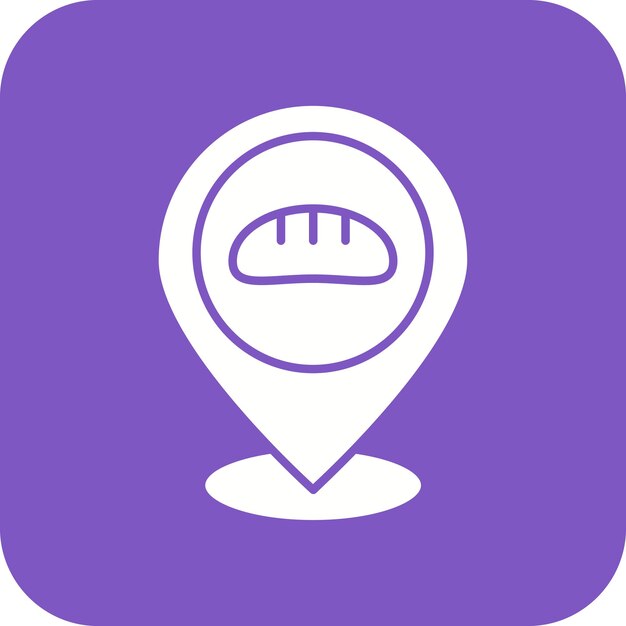 El icono del vector de ubicación de la panadería se puede utilizar para el conjunto de iconos de la panedería