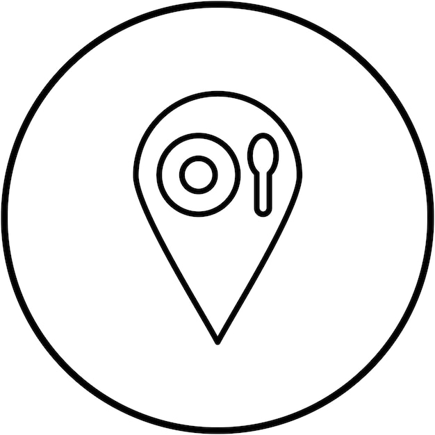 El icono del vector de ubicación se puede usar para el conjunto de iconos del restaurante