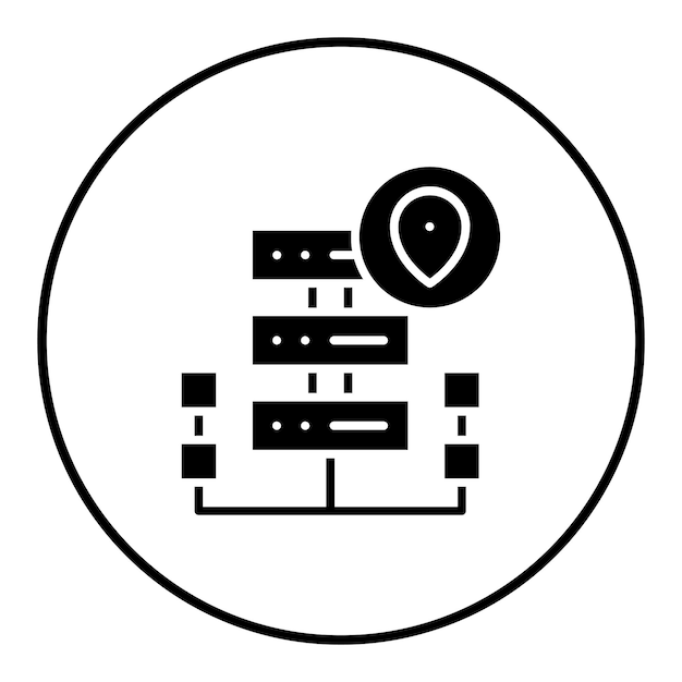 El icono del vector de ubicación del servidor se puede utilizar para el conjunto de iconos de alojamiento web